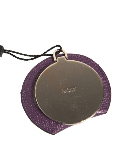 Runde Münztasche aus lila Leder - Image 5