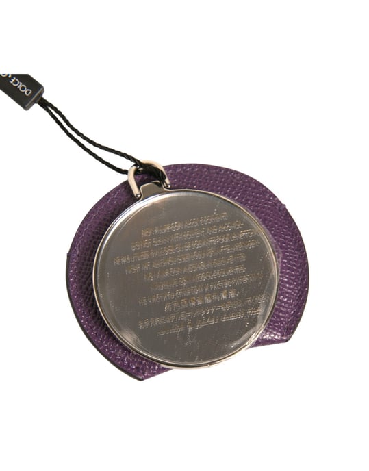 Runde Münztasche aus lila Leder - Image 6
