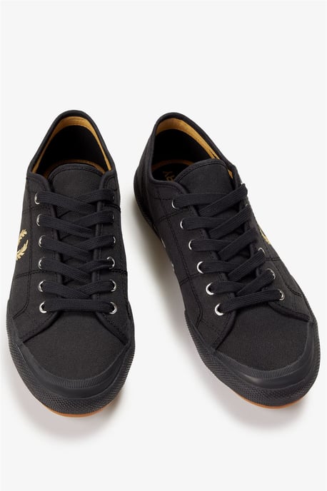 Fred Perry B708 Vintage Tennis Canvas Herren Schuhe Schwarz/Champagner - Image 2