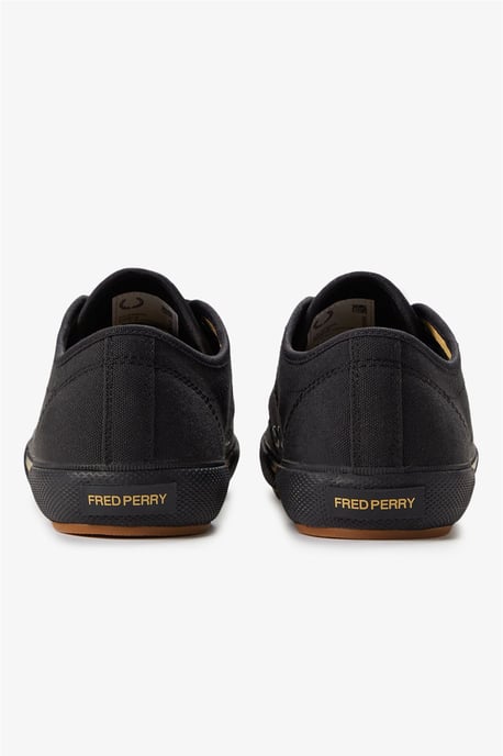 Fred Perry B708 Vintage Tennis Canvas Herren Schuhe Schwarz/Champagner - Image 4