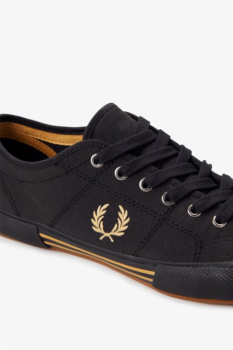 Fred Perry B708 Vintage Tennis Canvas Herren Schuhe Schwarz/Champagner - Image 6