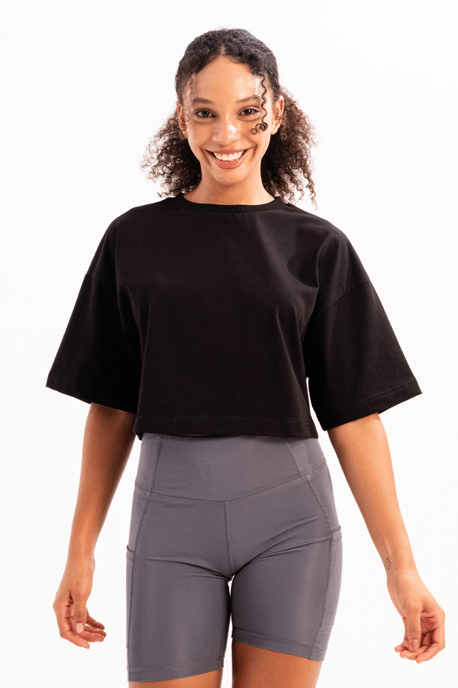 JUSTEVER 100% Baumwolle Crop-Top mit Rundhalsausschnitt, schwarz, Damen - Maia - Image 2