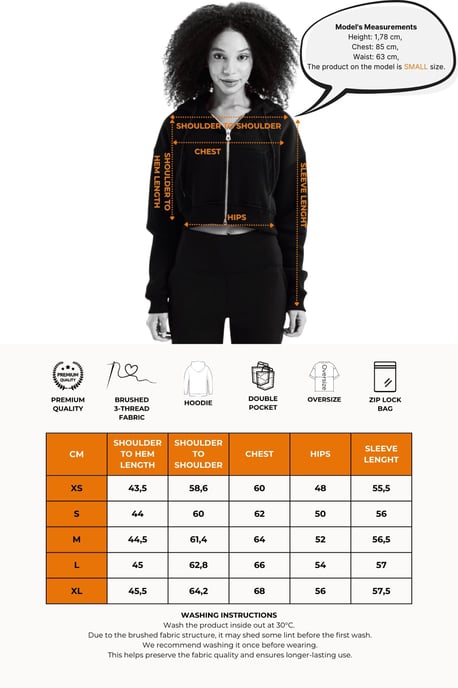 JUSTEVER Crop-Hoodie mit Reißverschluss, Kängurutasche und erhöhtem Saum, Ecru, Damen-Sweatshirt - Lumen - Image 6
