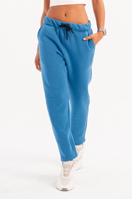 JUSTEVER Relaxed Fit, hochgeschnittene, fleecegefütterte blaue Damen-Trainingshose - Echo - Image 3