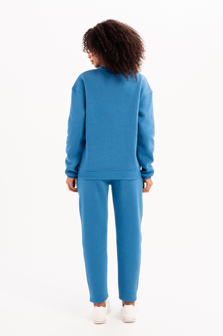 JUSTEVER Relaxed Fit, hochgeschnittene, fleecegefütterte blaue Damen-Trainingshose - Echo - Image 4