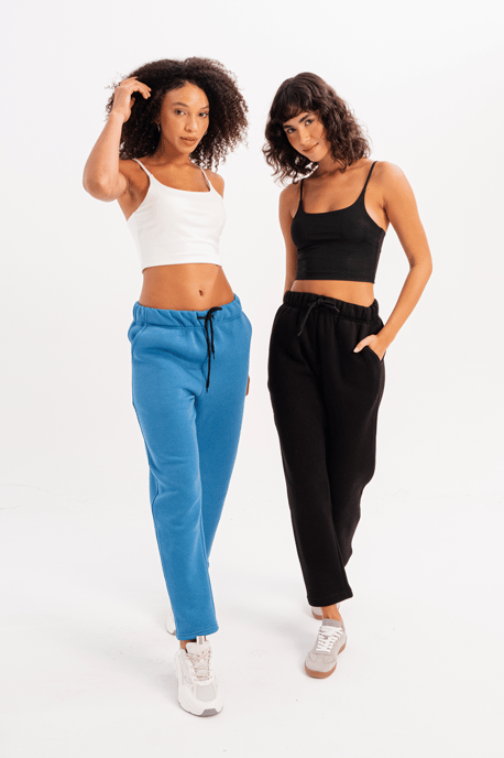 JUSTEVER Relaxed Fit, hochgeschnittene, fleecegefütterte blaue Damen-Trainingshose - Echo - Image 6