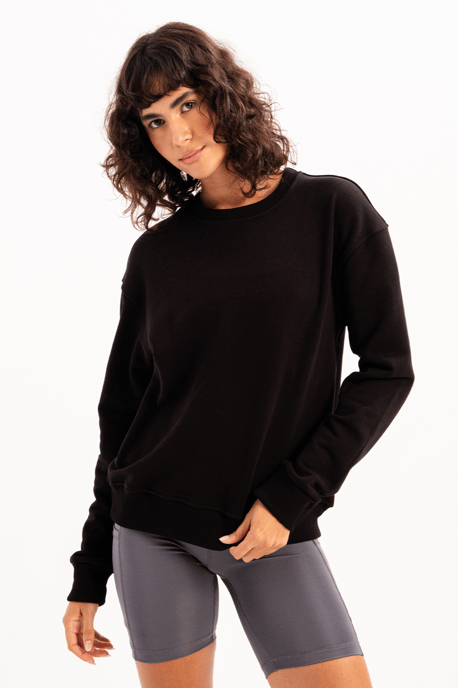 JUSTEVER Damen-Sweatshirt mit Rundhalsausschnitt, Basic-Muster, Schwarz - Aura - Image 1
