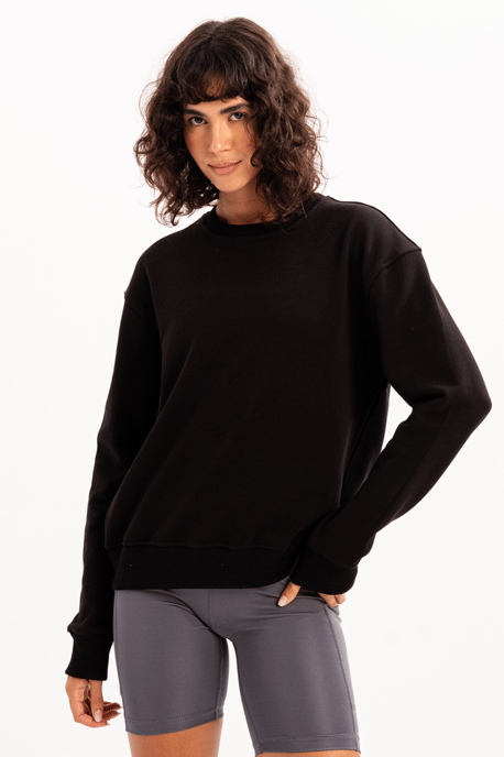 JUSTEVER Damen-Sweatshirt mit Rundhalsausschnitt, Basic-Muster, Schwarz - Aura - Image 3