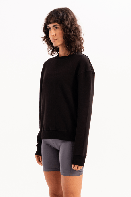JUSTEVER Damen-Sweatshirt mit Rundhalsausschnitt, Basic-Muster, Schwarz - Aura - Image 5