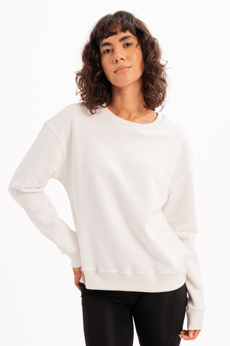 JUSTEVER Rundhals-Sweatshirt-Trainingsoberteil mit Basic-Muster, ecru, Damen - Aura - Image 2