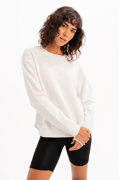 JUSTEVER Rundhals-Sweatshirt-Trainingsoberteil mit Basic-Muster, ecru, Damen - Aura - Image 3