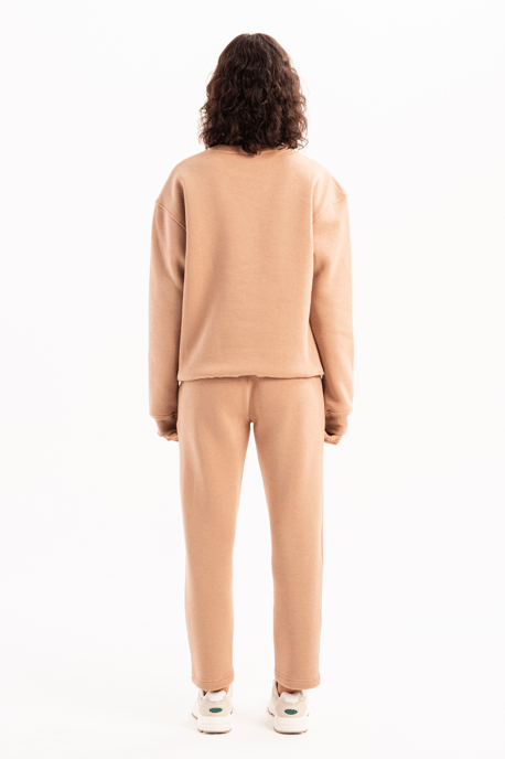 JUSTEVER Damen-Sweatshirt mit Rundhalsausschnitt, Stickerei, gefüttert mit feinem Fleece-Innenfutter und der Farbe Mink - Rigil - Image 4