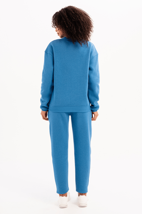 Damen-Sweatshirt mit Rundhalsausschnitt, Stickerei, gefüttert mit Polarfleece, blau - Rigil - Image 2