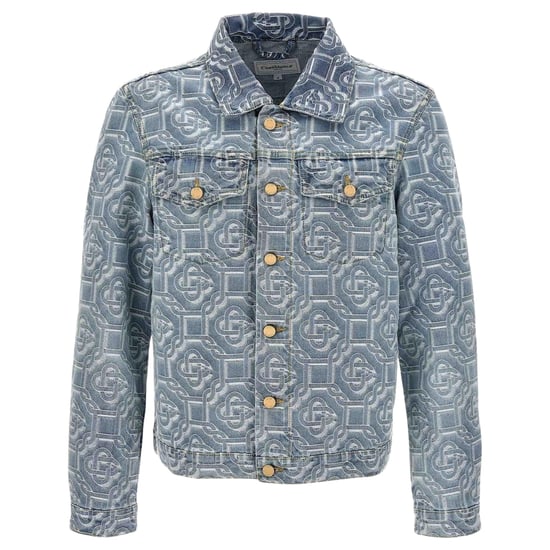 Casablanca Klassische Monogram Jeansjacke Aus Gebleichtem, Blauem Denim - Image 1