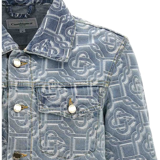 Casablanca Klassische Monogram Jeansjacke Aus Gebleichtem, Blauem Denim - Image 3