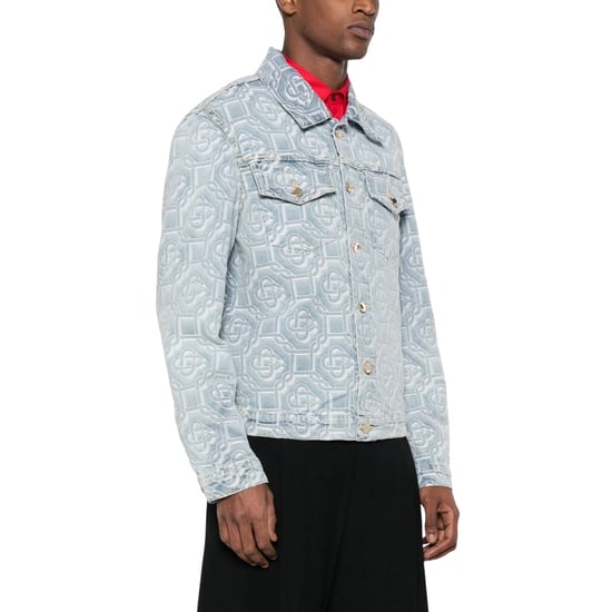 Casablanca Klassische Monogram Jeansjacke Aus Gebleichtem, Blauem Denim - Image 5