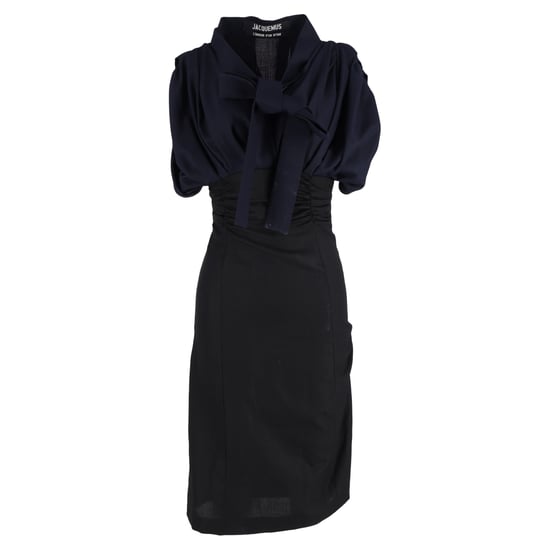 Jacquemus La Robe Madame Midikleid mit Schleifendetail aus marineblauer Wolle - Image 1