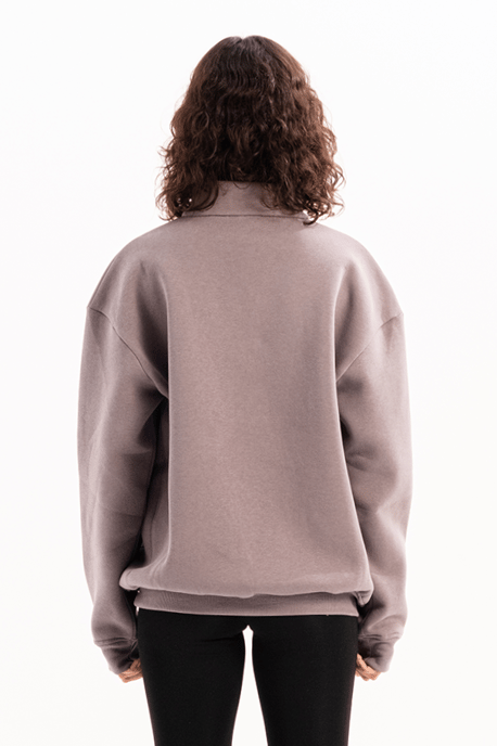 JUSTEVER Oversize Fit Stehkragen Halbreißverschluss Graues Damen-Sweatshirt - Cass - Image 2