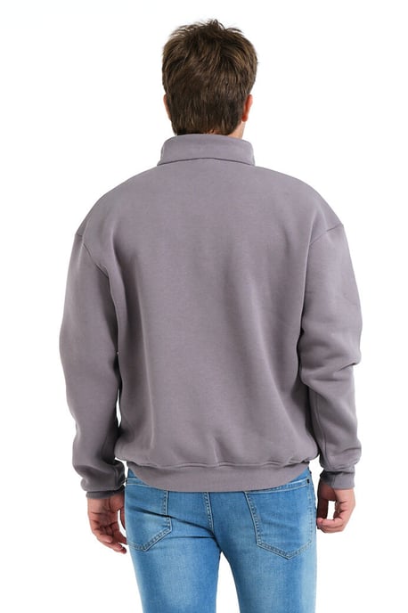 JUSTEVER Herren-Sweatshirt mit Stehkragen, halbem Reißverschluss und normaler Passform, grau - Prime - Image 2