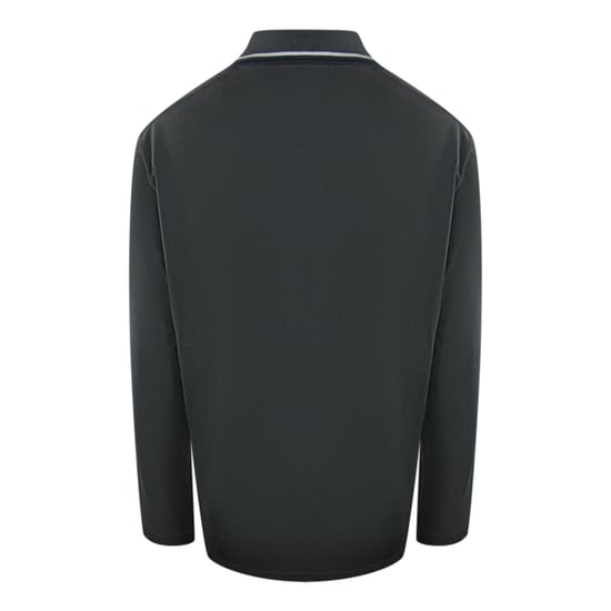 Fred Perry Weißes Poloshirt Mit Zweifarbigem Kragen In Gunmetal-grau Mit Langen Ärmeln - Image 2