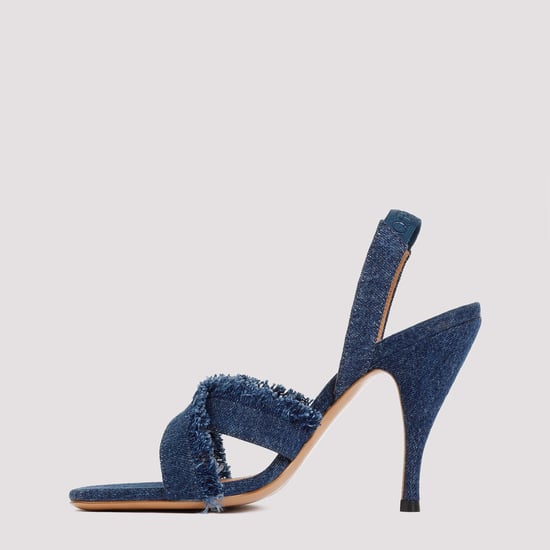 Kurvenförmiger Absatz Denim Sandale - Image 1