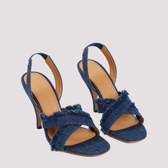 Kurvenförmiger Absatz Denim Sandale - Image 2