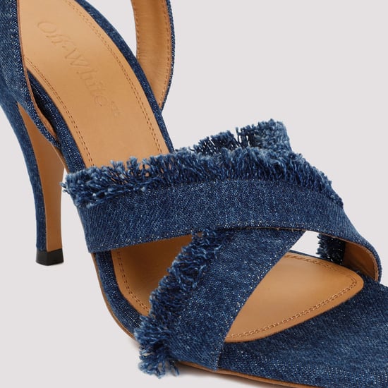 Kurvenförmiger Absatz Denim Sandale - Image 3