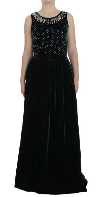 Samt-Langes Kleid mit verziertem Ausschnitt - Image 1