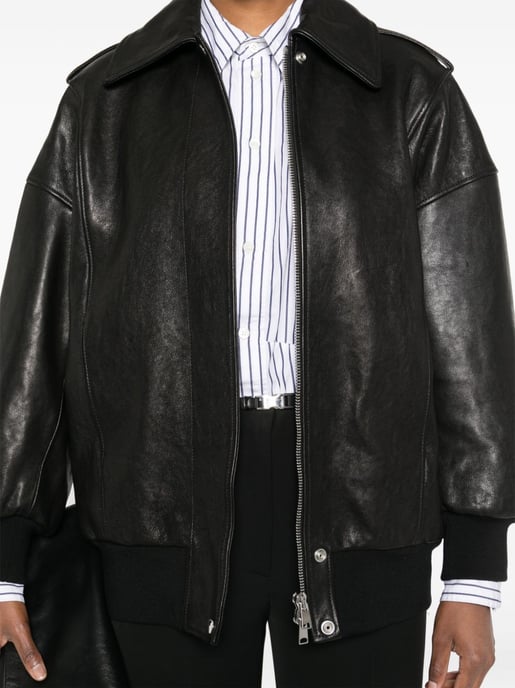 Schwarze Lederjacke mit Schulterklappen - Image 1