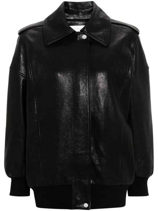 Schwarze Lederjacke mit Schulterklappen - Image 2
