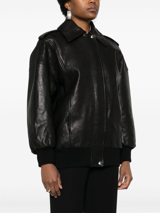 Schwarze Lederjacke mit Schulterklappen - Image 3