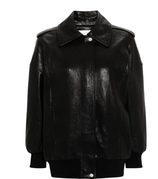Schwarze Lederjacke mit Schulterklappen - Image 5