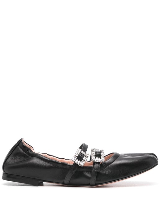 Mini-Riemen Strass Leder Ballerinas - Image 1