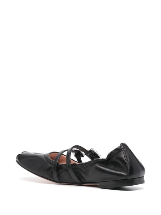 Mini-Riemen Strass Leder Ballerinas - Image 2