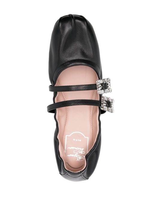 Mini-Riemen Strass Leder Ballerinas - Image 3