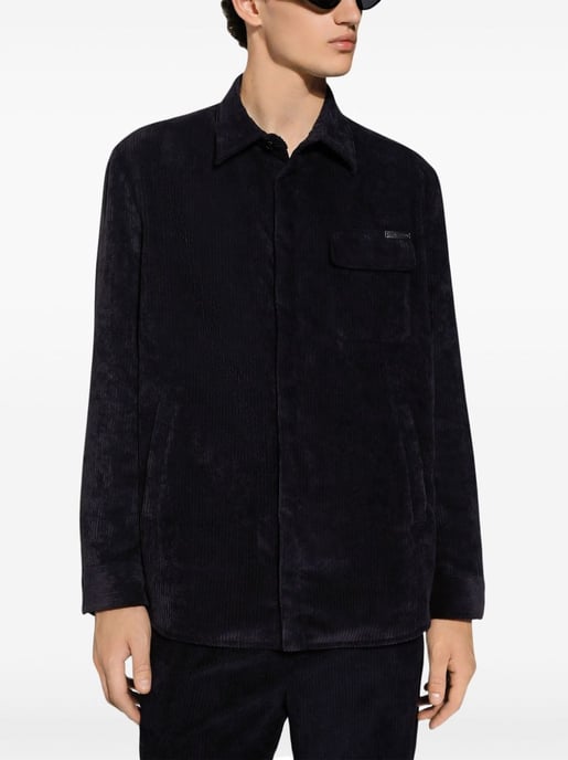 Schwarze Stretch-Corduroy-Button-Up-Bluse - Image 2
