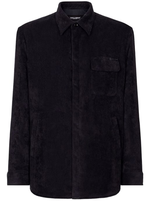 Schwarze Stretch-Corduroy-Button-Up-Bluse - Image 3