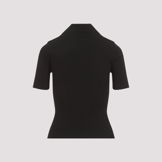 Schwarzes Viskose-Blenden-Polohemd - Image 2