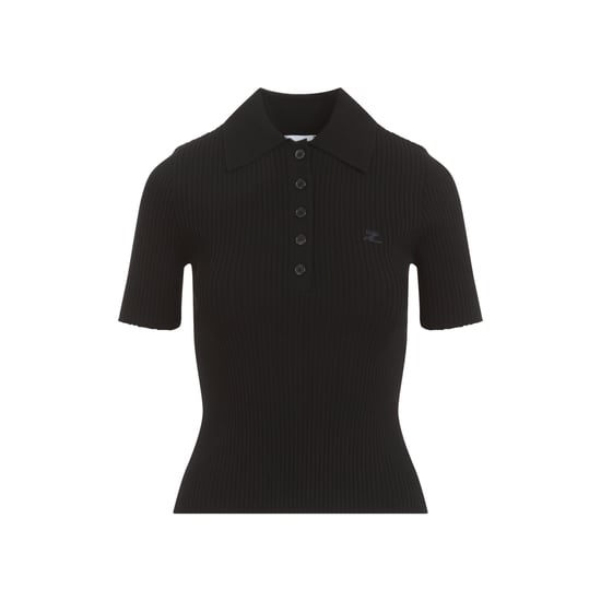 Schwarzes Viskose-Blenden-Polohemd - Image 4