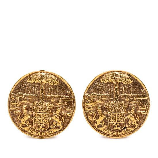 Gebrauchte vergoldete Wappen-Clip-On-Ohrringe - Image 1