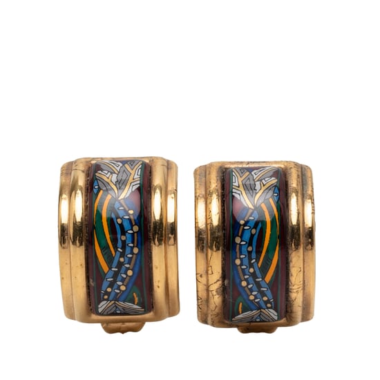 Gebrauchte Emaille Cloisonné Clip-On-Ohrringe - Image 1