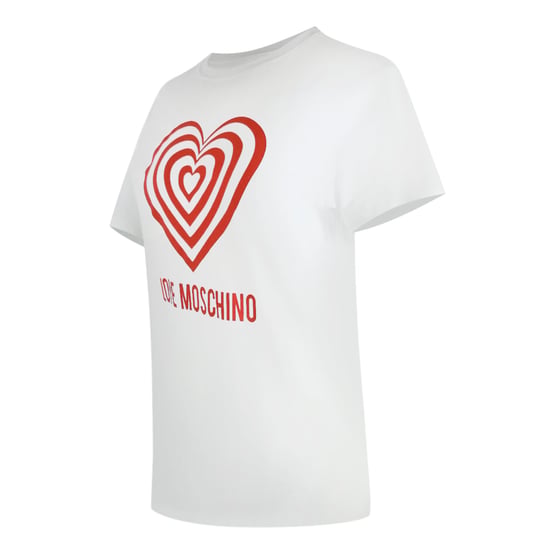 Love Moschino Weißes T-shirt Mit Großem Rotem Herzlogo - Image 2