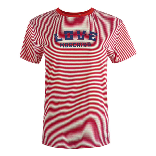 Moschino T-shirt Mit Roten Und Weißen Streifen Und Blauem Logo - Image 1