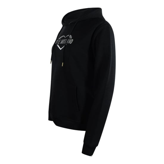 Love Moschino Schwarzer Kapuzenpullover Mit Silbernem Herzlogo - Image 2