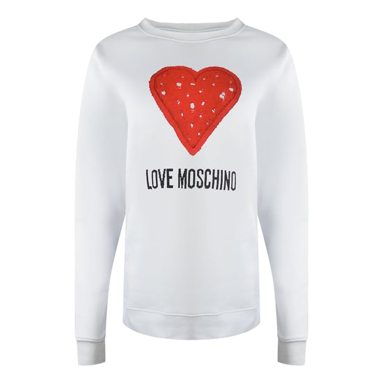 Love Moschino Sweatshirt Mit Großem Rotem Herzlogo Auf Weiß - Image 1