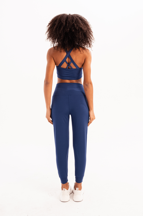 JUSTEVER Jogginghose mit hohem Bund, elastischen Taschen, lockerem Schnitt und schlankmachender Passform, marineblau, Damen - Beat - Image 3