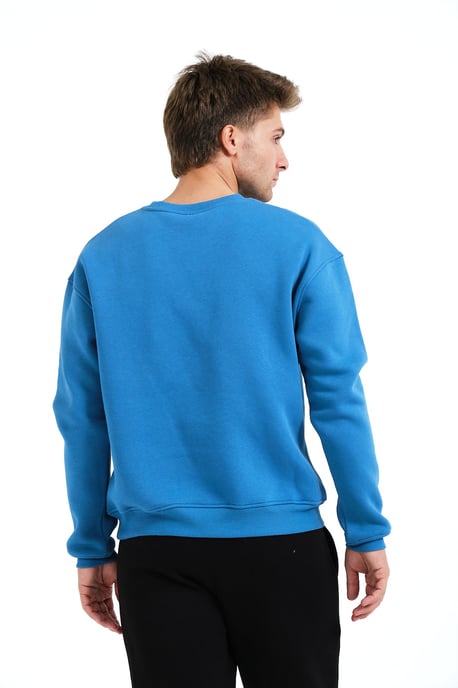 JUSTEVER Herren-Sweatshirt mit Rundhalsausschnitt, Stickerei, gefüttert mit Polarfleece, blau - Volar - Image 2