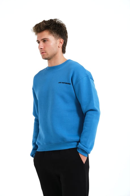 JUSTEVER Herren-Sweatshirt mit Rundhalsausschnitt, Stickerei, gefüttert mit Polarfleece, blau - Volar - Image 3