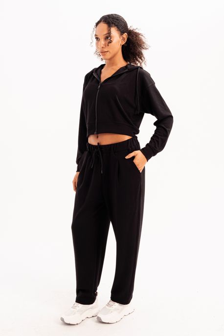 JUSTEVER Oversize Fit Jogginghose für Damen mit elastischem Bund, Tasche und entspanntem Schnitt – Schwarz – Flex - Image 3
