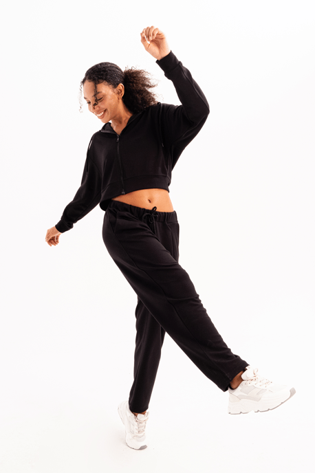 JUSTEVER Oversize Fit Jogginghose für Damen mit elastischem Bund, Tasche und entspanntem Schnitt – Schwarz – Flex - Image 5
